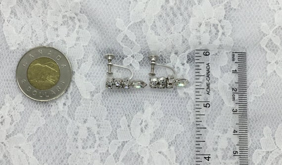 Earrings Vintage BELLE Screw On  Clear Rhinestone… - image 4