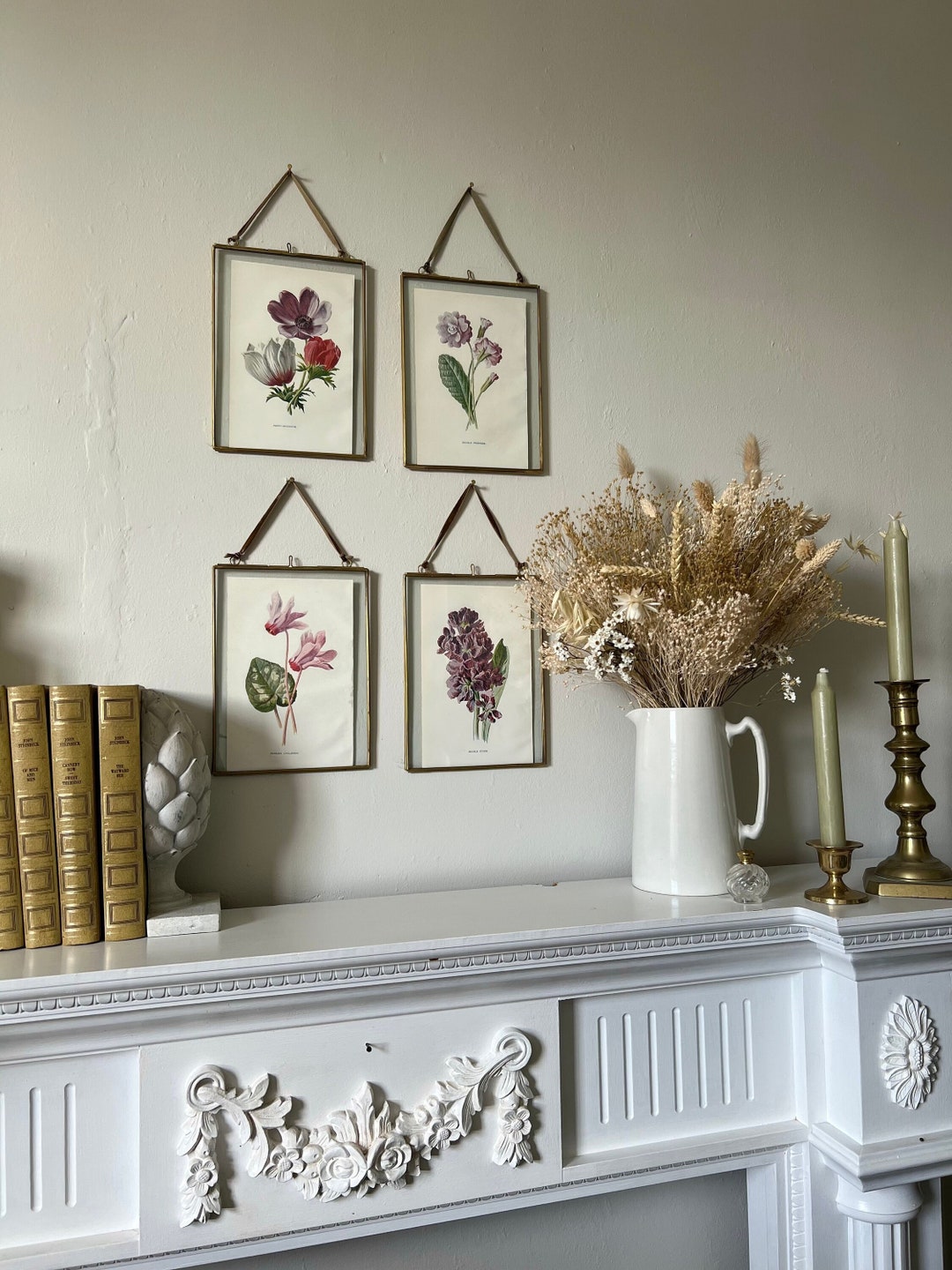 Set of 4 Antique Flower Botanical Book Plate Prints Etsy