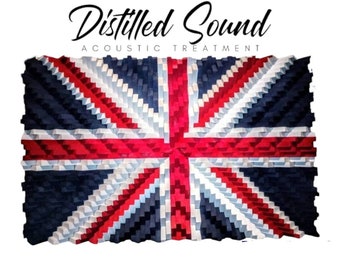 Union Jack Flag Sound Diffuser Wall Art, Acoustic Solutions Studio Equipment, Wood Art, Home Theater Wall Art. MADE IN BRITAIN