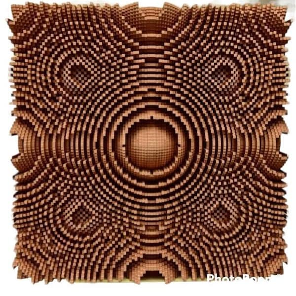 Handmade wood wall art and acoustic treatment, sound diffuser wall art