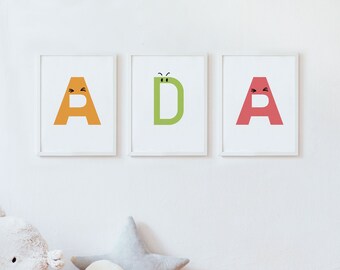 Impresiones de letras individuales - Impresión para guardería - Arte de pared para guardería - Impresiones para niños - Arte de pared para niños - Póster de letras - Arte de pared con letras