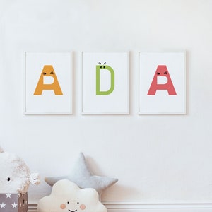 Impresiones de letras individuales - Impresión para guardería - Arte de pared para guardería - Impresiones para niños - Arte de pared para niños - Póster de letras - Arte de pared con letras