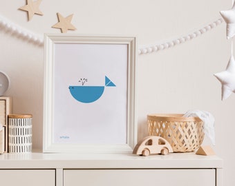 Impresión de tangram de animales - Impresión para guardería - Arte de pared para guardería - Impresiones para niños - Forma - Zorro - Ballena - Rana - Cerdo