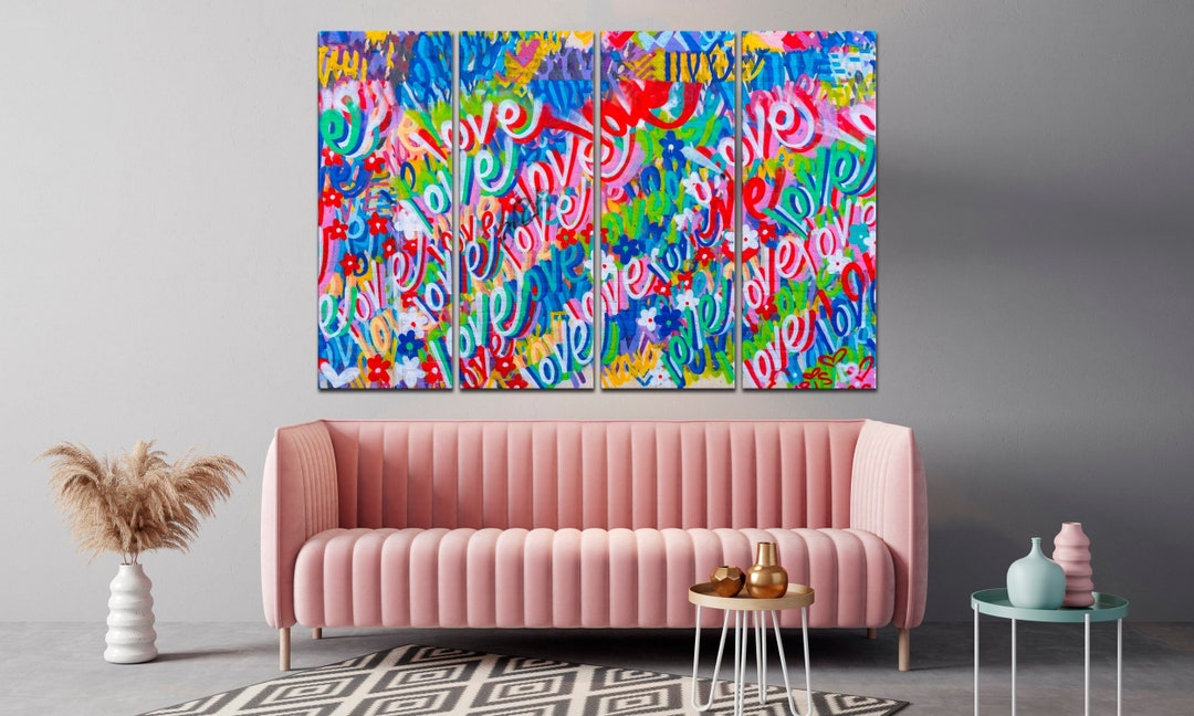 Heart Graffiti Art Love Wall Art Love Graffiti Canvas Romantic Etsy