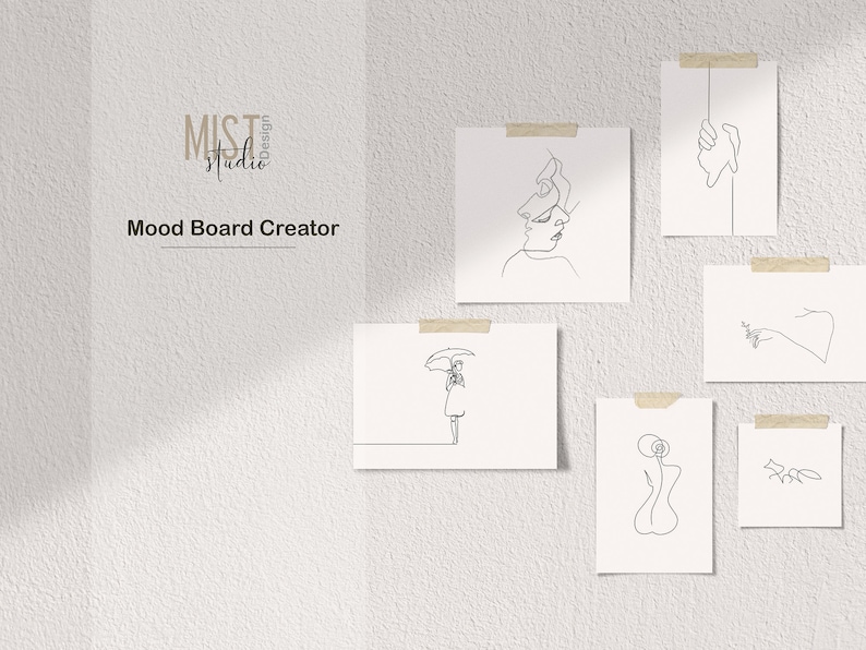 Download Mood Board Creator 003 PSD Wall Art Print Mockup Simple | Etsy