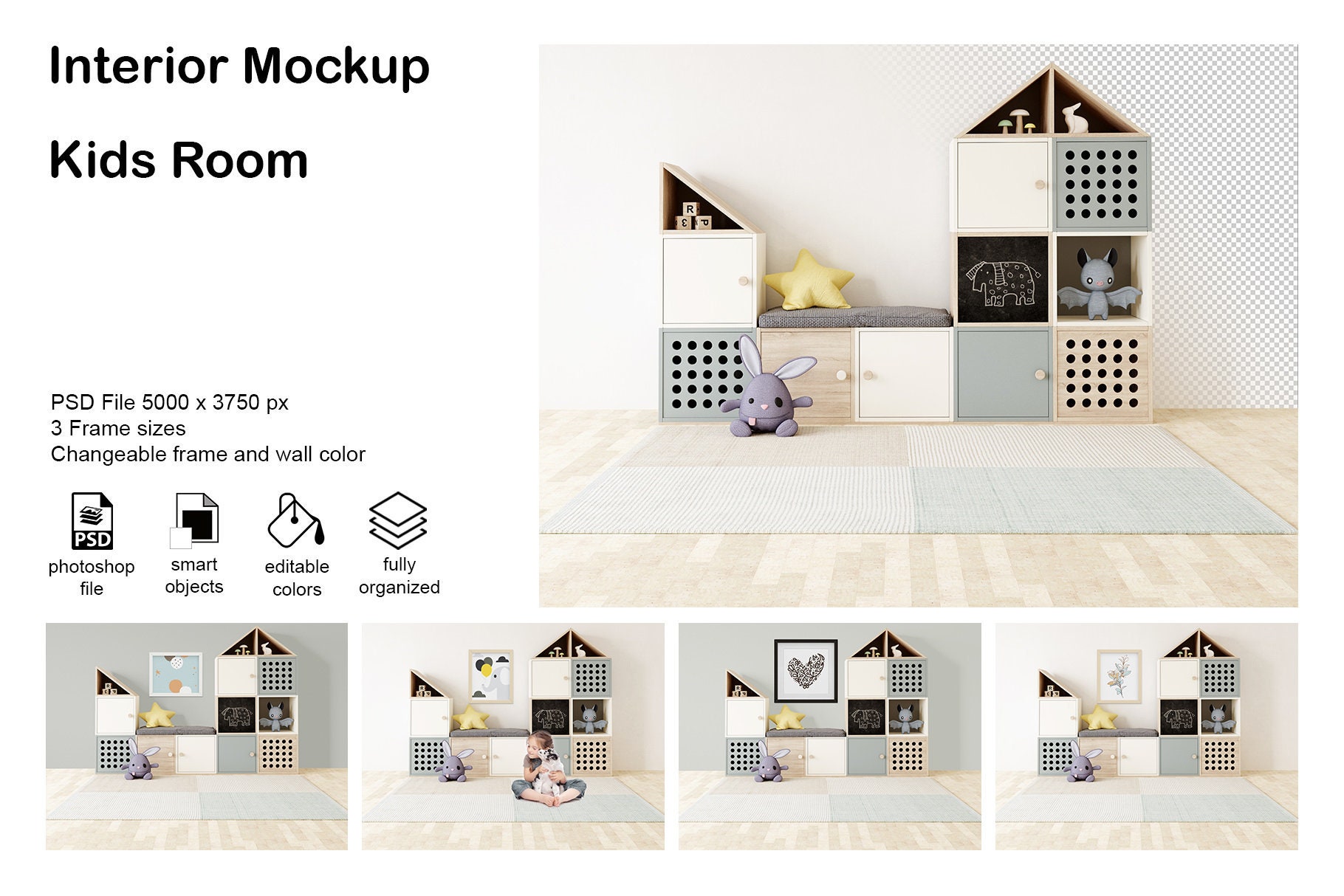 Interior Mockup Kids Room 0008 PSD Frame Mockup White Wall | Etsy