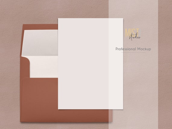 Mockup Invitation With Envelope 5 X7 Psd Print Mockup Etsy