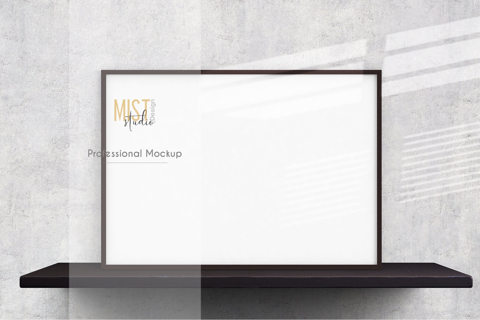 Download Black Frame On The Black Shelf Mockup Psd Frame Mockup Etsy