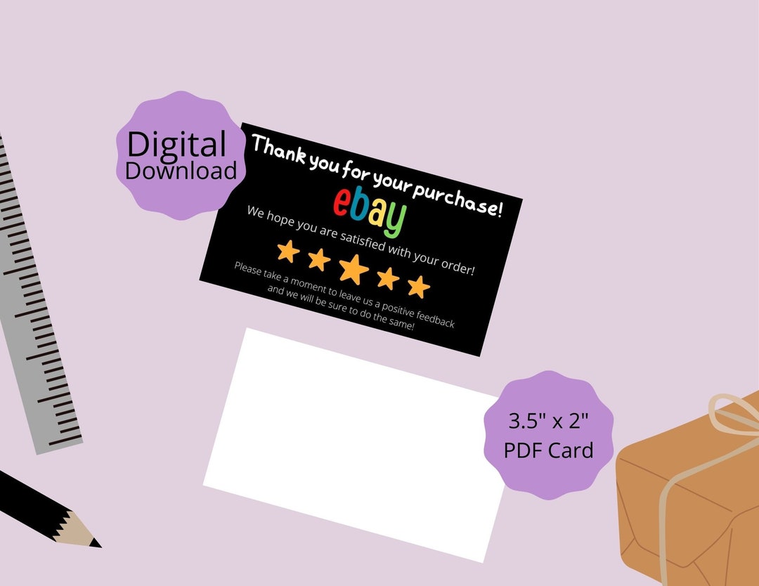 Ebay Thank You Card Thank You for Your Purchase Ebay Feedback Card 3.5