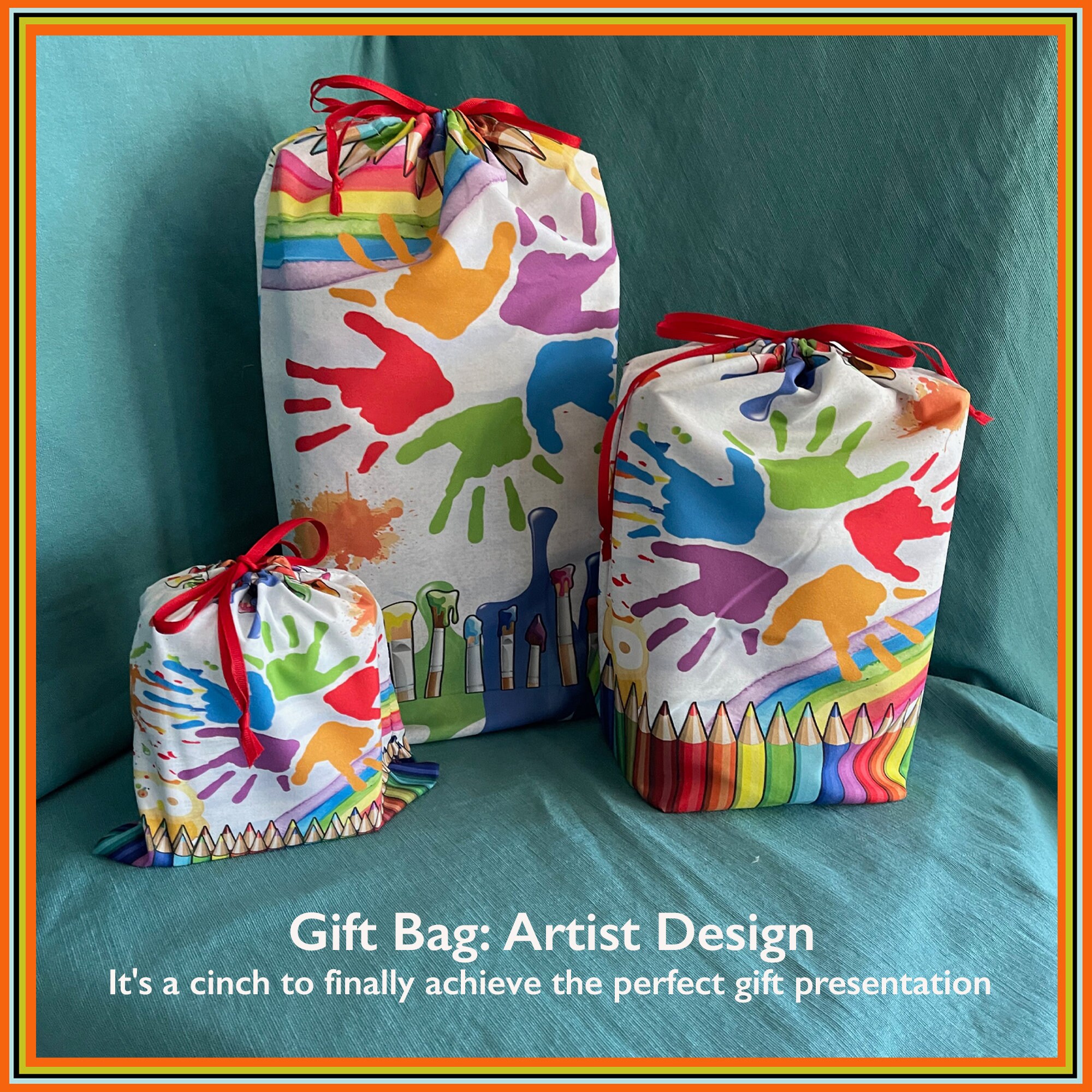 Gift Bag Fetch Design This three size set is printed on Silky Polyester It's a cinch to finally achieve the perfect gift presentation. Gift Bag Fetch Design This three size set is printed on Silky Polyester It's a cinch to finally achieve the perfect gift presentation.