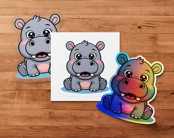 Baby Hippo Clipart: Jungle Safari Nursery Decor (PNG, Digital Download)