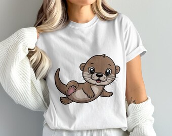 Baby Otter Clipart, Nursery Animal PNG (Digital Download)