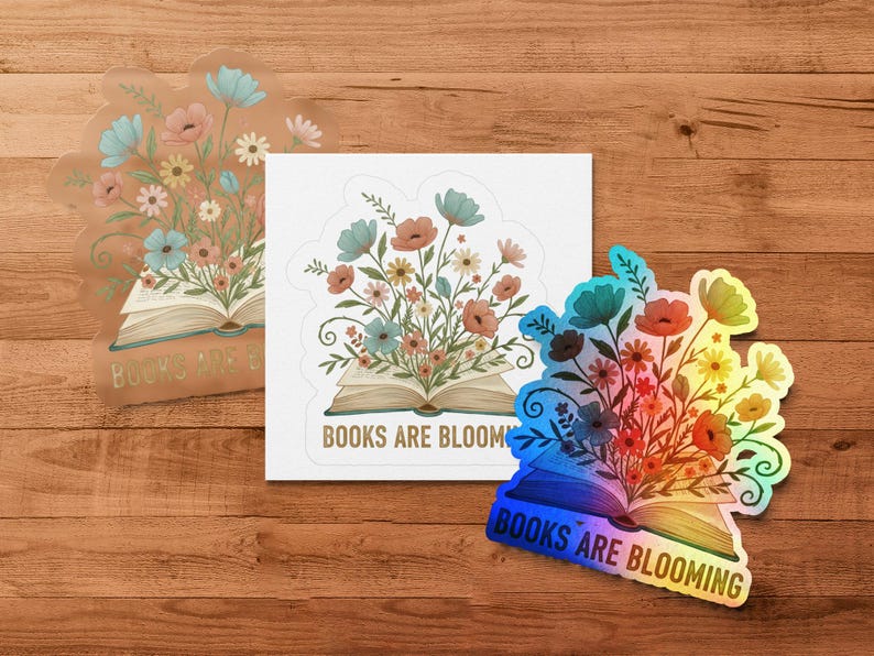 Floral Books PNG - Blooming Reader Design (digital Download) - Etsy