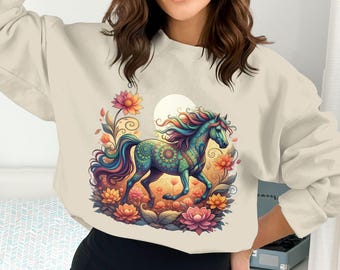 Floral Horse PNG: Boho Clipart for Sublimation (Digital Download)