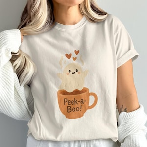 Cute Ghost PNG, Coffee Cup PNG, Peekaboo Png, Halloween PNG, Ghost Clipart, Spooky Png, T-Shirt, Digital, Digital Download