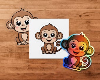 Baby Monkey Clipart, Cute Animal Clipart, Nursery Clipart, Jungle Animal, Baby Shower Clipart, Cute Monkey Png, Digital Download