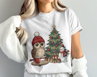 Christmas Owl PNG, Tree, Snowman Clipart (Digital Download)