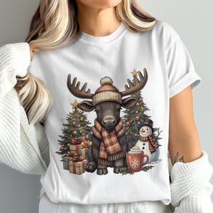 Christmas Moose PNG: Holiday Clipart for Sublimation (Digital Download, 4096x4096px)