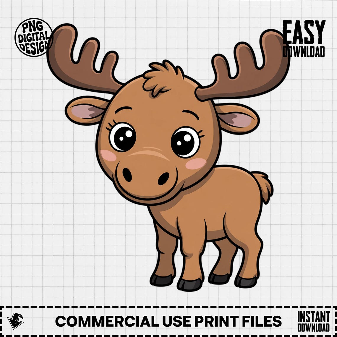 Baby Moose Clipart: Woodland Animal PNG (digital Download) - Etsy