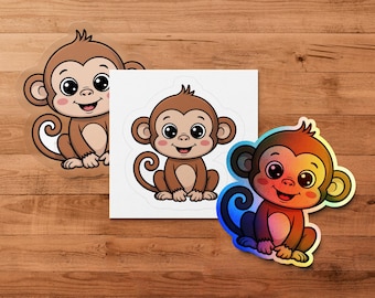 Baby Monkey Clipart: Jungle Nursery PNG (Digital Download)