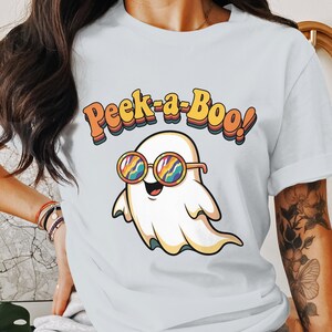 Retro Ghost PNG: Funny Peekaboo Clipart (Digital Download)