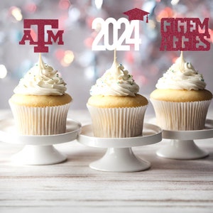 A&M, AM Graduation, Aggies, 2024 Graduation Cupcake Toppers, Cupcake Toppers, Graduation Cupcake Toppers,