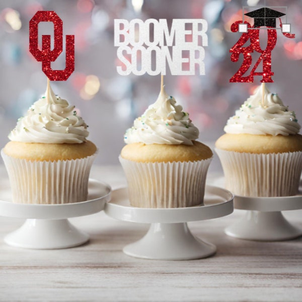 OU, Oklahoma Graduation, 2024 Graduation Cupcake Toppers, Graduation Decorations 2024, Cupcake Toppers, Graduation Cupcake Toppers,