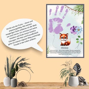 Handabdruck-Geschenk | Krafttier | Tier Kinderzimmer I Fingerabdruck-Krafttier | Handabdruck-Porträt I Tier I Affirmation I Pdf Download Diy