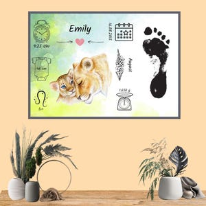 Individuelle Illustration, personalisiertes Foto, personalisiertes Portrait, Geburtsblumen, Sternzeichen, meilensteine, fußabdruck