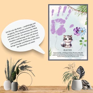 Handabdruck-Geschenk | Krafttier | Tier Kinderzimmer I Fingerabdruck-Krafttier | Handabdruck-Porträt I Tier I Affirmation I Pdf Download Diy