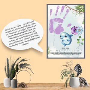 Handabdruck-Geschenk | Krafttier | Tier Kinderzimmer I Fingerabdruck-Krafttier | Handabdruck-Porträt I Tier I Affirmation I Pdf Download Diy