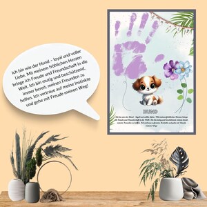 Handabdruck-Geschenk | Krafttier | Tier Kinderzimmer I Fingerabdruck-Krafttier | Handabdruck-Porträt I Tier I Affirmation I Pdf Download Diy