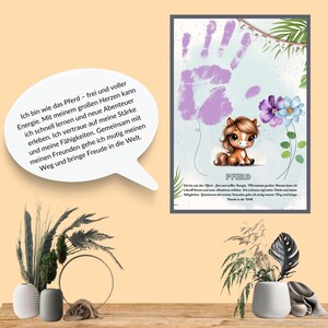 Handabdruck-Geschenk | Krafttier | Tier Kinderzimmer I Fingerabdruck-Krafttier | Handabdruck-Porträt I Tier I Affirmation I Pdf Download Diy