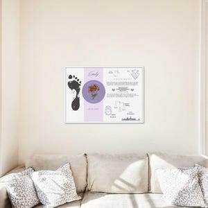 Geburtsdaten Kind Geburtskarte Fußabdruck Abdruck Geschenk Oma Opa Mama Papa Erinnerung  Fingerfarbe personalisierbar Baby