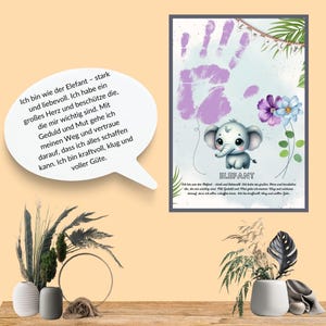 Handabdruck-Geschenk | Krafttier | Tier Kinderzimmer I Fingerabdruck-Krafttier | Handabdruck-Porträt I Tier I Affirmation I Pdf Download Diy