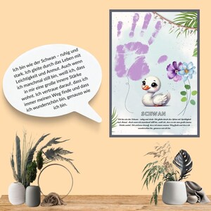 Handabdruck-Geschenk | Krafttier | Tier Kinderzimmer I Fingerabdruck-Krafttier | Handabdruck-Porträt I Tier I Affirmation I Pdf Download Diy