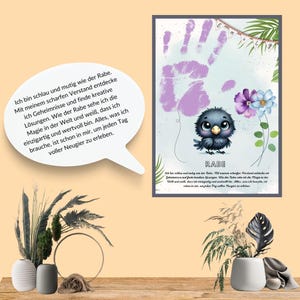 Handabdruck-Geschenk | Krafttier | Tier Kinderzimmer I Fingerabdruck-Krafttier | Handabdruck-Porträt I Tier I Affirmation I Pdf Download Diy