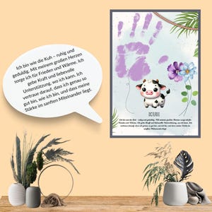 Handabdruck-Geschenk | Krafttier | Tier Kinderzimmer I Fingerabdruck-Krafttier | Handabdruck-Porträt I Tier I Affirmation I Pdf Download Diy