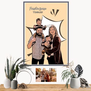 Benutzerdefiniertes Familienportrait, Cartoonportrait, verschiedene Designs, Familienillustration, Portrait vom Foto, Handabdruck Familie