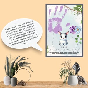 Handabdruck-Geschenk | Krafttier | Tier Kinderzimmer I Fingerabdruck-Krafttier | Handabdruck-Porträt I Tier I Affirmation I Pdf Download Diy