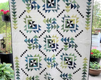 2 courtepointes en batik faites main - Main Street RIVER VALLEY Couette en batik et Main Street PARROT Batik courtepointe --- Tailles 55 x 71 (140 x 180 cm)