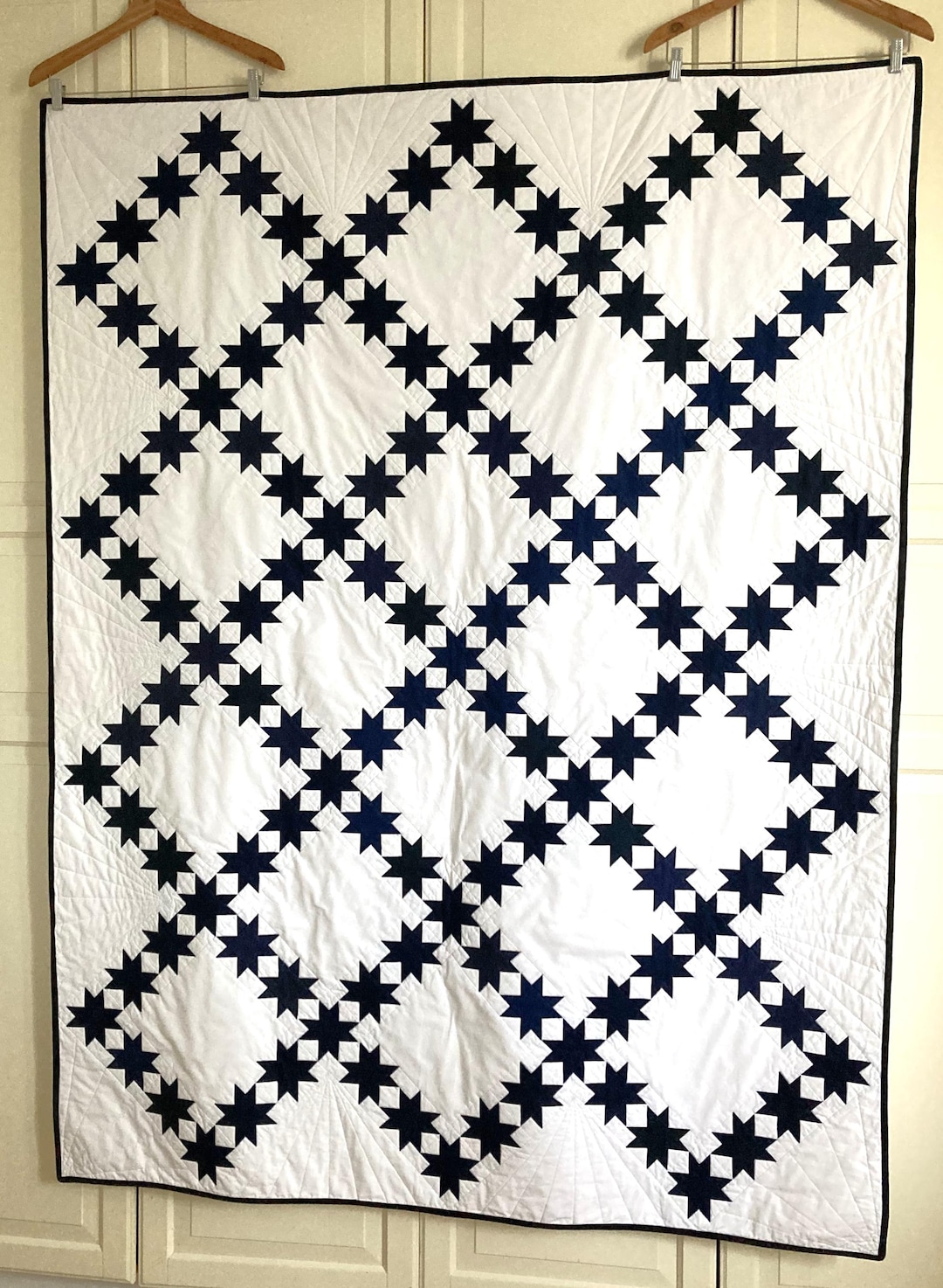 White Patchwork 5 Handmade BLUE & WHITE Patchwork Quilts --- in Various Designs and ...