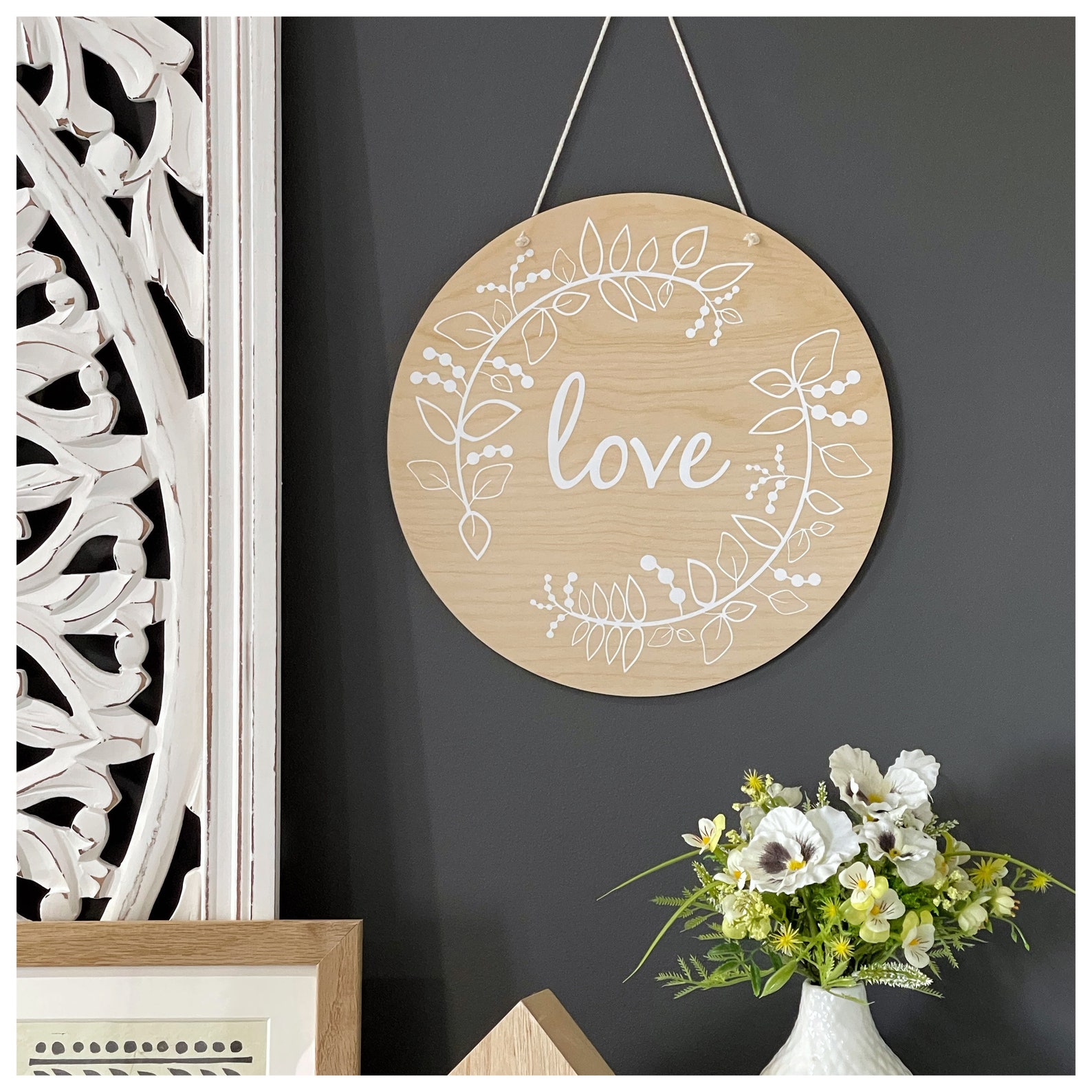 Round Wood Wall Hanging Home Decor Wall Art Home Ware Etsy