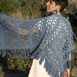 Crochet pattern in Spanish, PDF Crochet pattern, Bohemian Moon Shawl