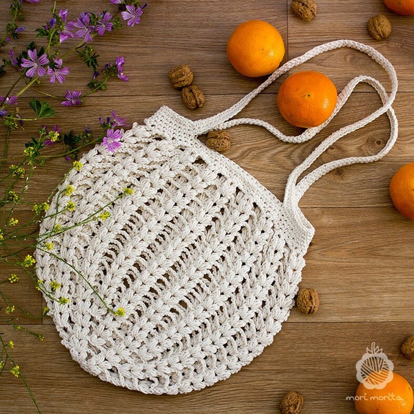 Patrón de ganchillo en Español, PDF Crochet pattern, Bolso Spica Net Bag