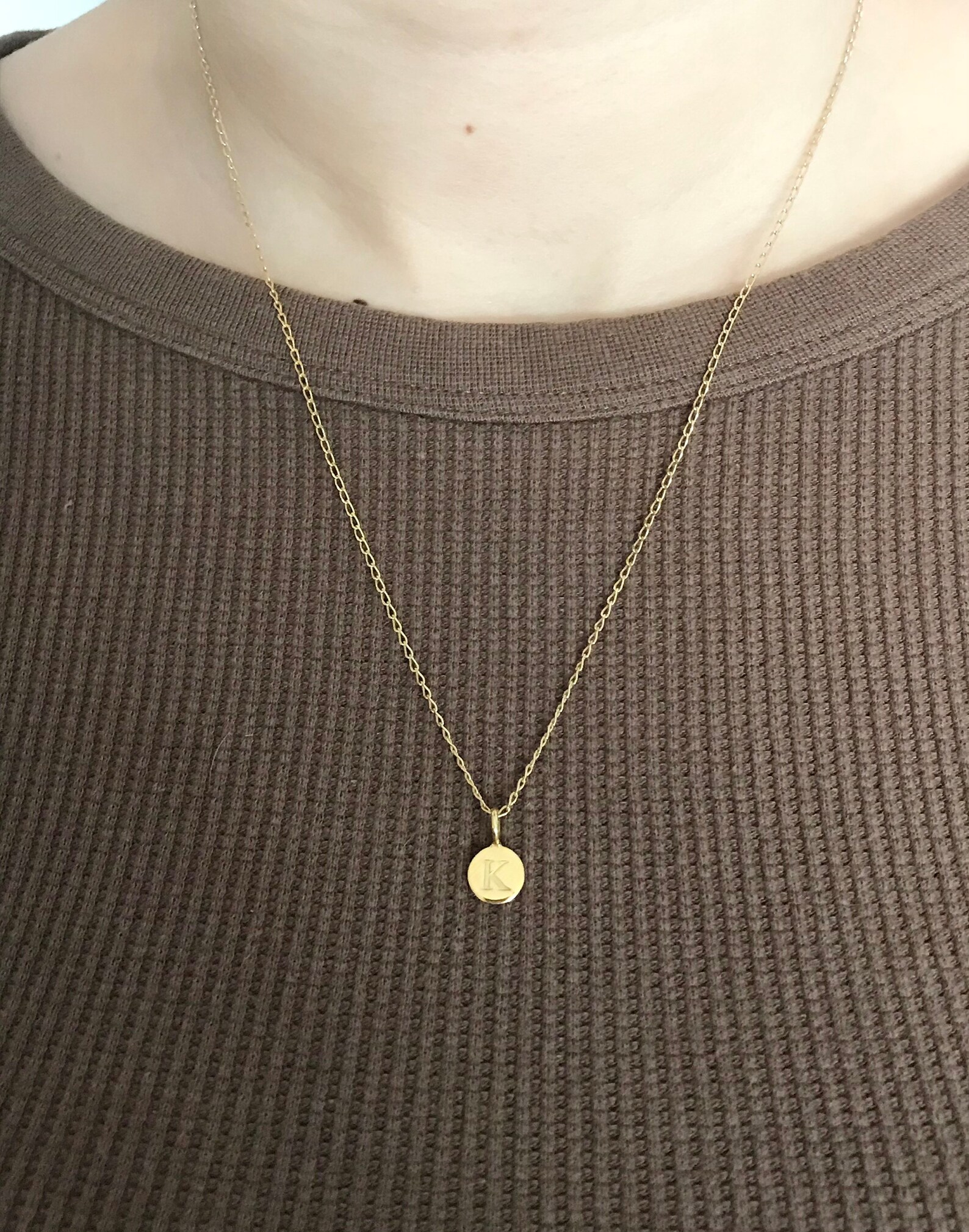 Gold vermeil H initial charm necklace gold vermeil necklace Etsy