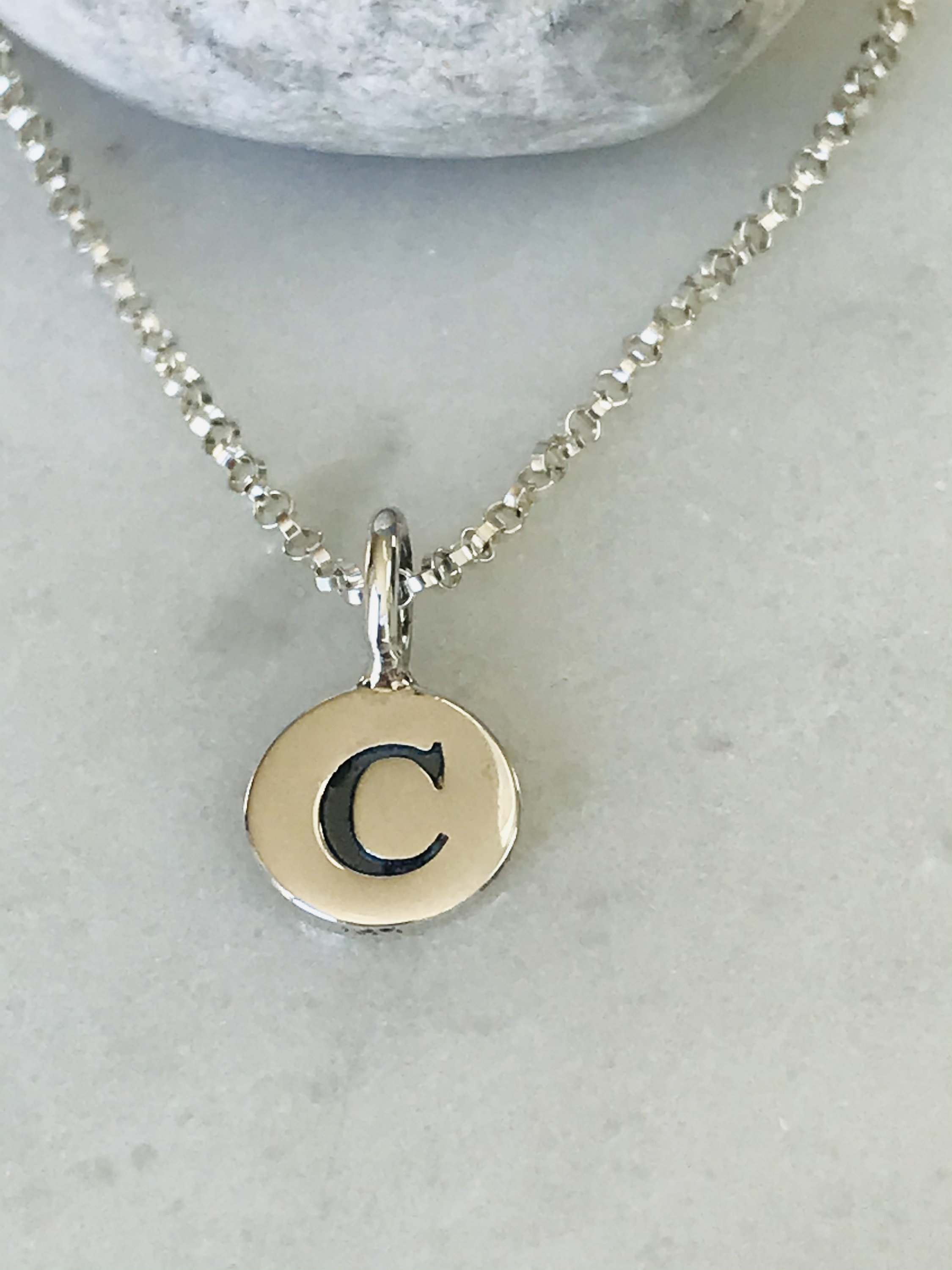 Sterling silver C initial necklace Etsy