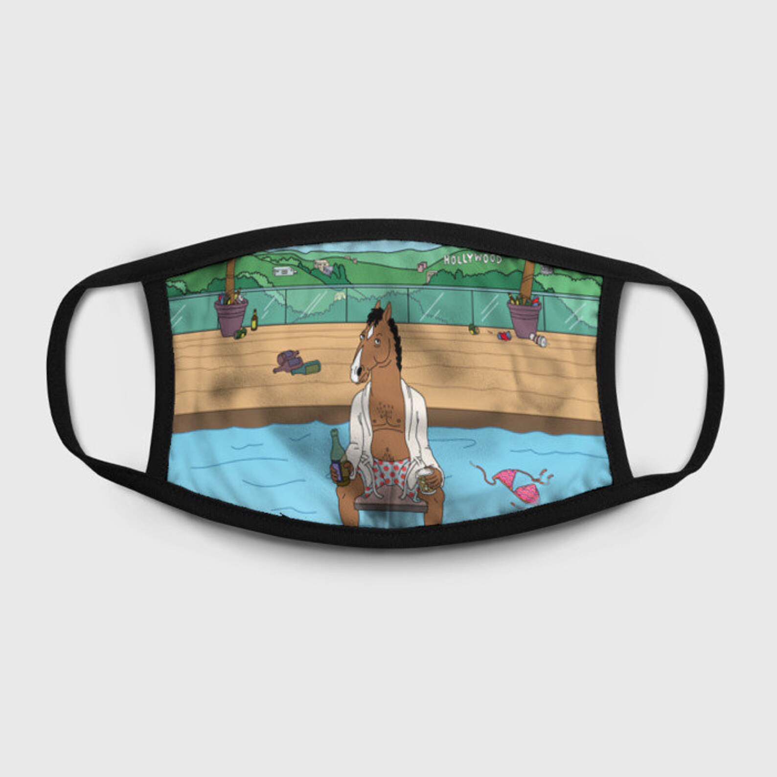 Bojack Horseman Face Mask Reusable Washable 100 Cotton Etsy