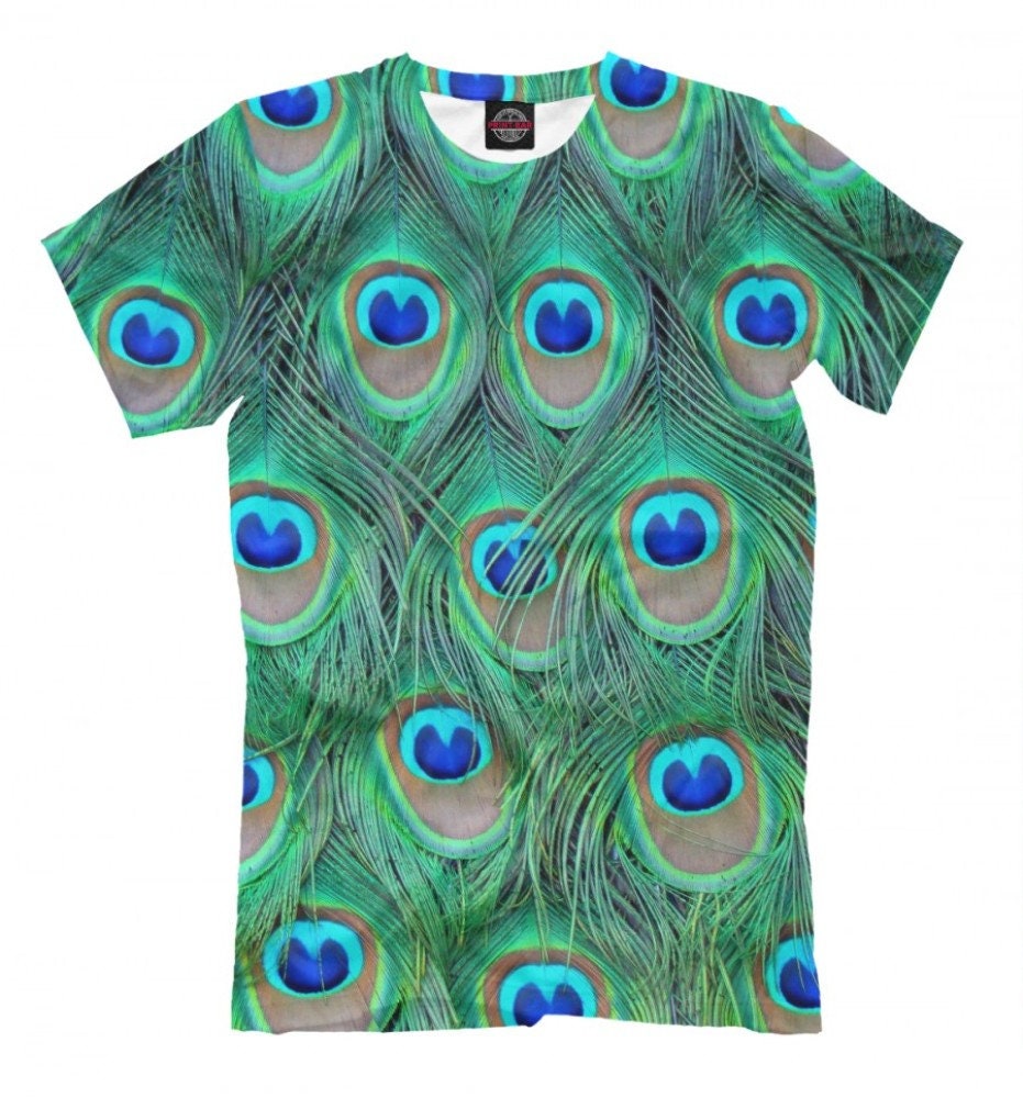 t shirt with peacock feathers