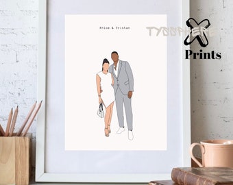 Fashion prints | Khloe Kardashian & Tristan Thompson inspired wall art | wall print A4 | designer